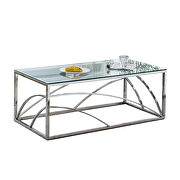 Silver stainless steel base and glass top coffee table by La Spezia additional picture 3