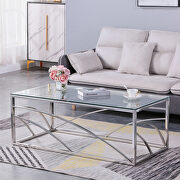 Silver stainless steel base and glass top coffee table by La Spezia additional picture 10