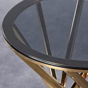 Gray tempered glass round top and gold stainless steel base modern spiral end table by La Spezia additional picture 9