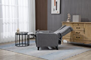 Dark gray fabric arm pushing recliner chair with modern button tufted by La Spezia additional picture 2
