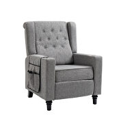 Dark gray fabric arm pushing recliner chair with modern button tufted by La Spezia additional picture 3