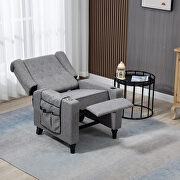 Dark gray fabric arm pushing recliner chair with modern button tufted by La Spezia additional picture 5