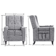 Dark gray fabric arm pushing recliner chair with modern button tufted by La Spezia additional picture 10
