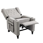 Light fabric arm pushing recliner chair with modern button tufted by La Spezia additional picture 11