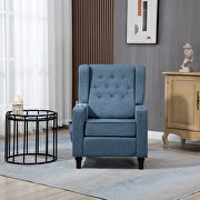 Navy blue fabric arm pushing recliner chair with modern button tufted by La Spezia additional picture 2