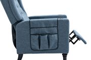 Navy blue fabric arm pushing recliner chair with modern button tufted by La Spezia additional picture 8