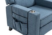 Navy blue fabric arm pushing recliner chair with modern button tufted by La Spezia additional picture 9
