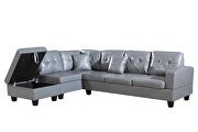 Gray faux leather left chaise sofa with storage ottoman by La Spezia additional picture 3