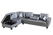 Gray faux leather left chaise sofa with storage ottoman by La Spezia additional picture 6