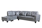 Gray faux leather left chaise sofa with storage ottoman by La Spezia additional picture 7