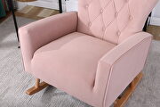 Pink velvet fabric high back rocking chair by La Spezia additional picture 9