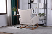 Beige velvet fabric high back rocking chair by La Spezia additional picture 2
