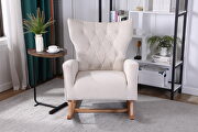 Beige velvet fabric high back rocking chair by La Spezia additional picture 3