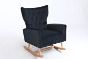 Black velvet fabric high back rocking chair by La Spezia additional picture 7