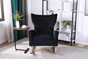 Black velvet fabric high back rocking chair by La Spezia additional picture 9