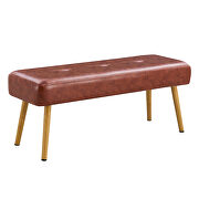 Brown linen fabric upholstered bench with gold metal legs by La Spezia additional picture 3