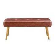 Brown linen fabric upholstered bench with gold metal legs by La Spezia additional picture 5