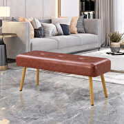 Brown linen fabric upholstered bench with gold metal legs by La Spezia additional picture 7