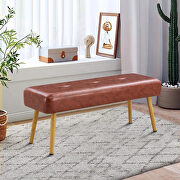 Brown linen fabric upholstered bench with gold metal legs by La Spezia additional picture 9