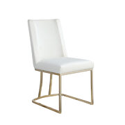 White velvet upolstered dining chair with gold metal legs set of 2 by La Spezia additional picture 5