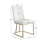 White velvet upolstered dining chair with gold metal legs set of 2 by La Spezia additional picture 6