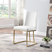 White velvet upolstered dining chair with gold metal legs set of 2 by La Spezia additional picture 7