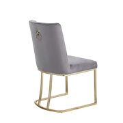 Gray velvet upolstered dining chair with gold metal legs set of 2 by La Spezia additional picture 2