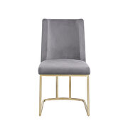 Gray velvet upolstered dining chair with gold metal legs set of 2 by La Spezia additional picture 11