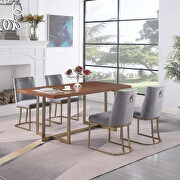 Gray velvet upolstered dining chair with gold metal legs set of 2 by La Spezia additional picture 4