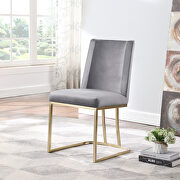 Gray velvet upolstered dining chair with gold metal legs set of 2 by La Spezia additional picture 6
