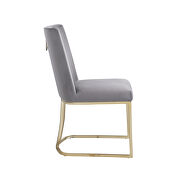Gray velvet upolstered dining chair with gold metal legs set of 2 by La Spezia additional picture 9