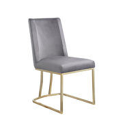 Gray velvet upolstered dining chair with gold metal legs set of 2 by La Spezia additional picture 10