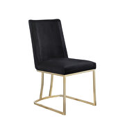 Black velvet upolstered dining chair with gold metal legs set of 2 by La Spezia additional picture 2