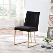 Black velvet upolstered dining chair with gold metal legs set of 2 by La Spezia additional picture 11