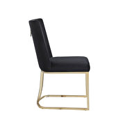 Black velvet upolstered dining chair with gold metal legs set of 2 by La Spezia additional picture 4