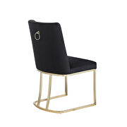 Black velvet upolstered dining chair with gold metal legs set of 2 by La Spezia additional picture 6