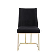 Black velvet upolstered dining chair with gold metal legs set of 2 by La Spezia additional picture 7