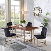 Black velvet upolstered dining chair with gold metal legs set of 2 by La Spezia additional picture 9
