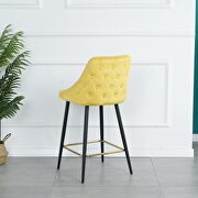 Luxury modern yellow velvet upholstered high bar chair with gold legs, set of 2 by La Spezia additional picture 2