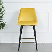 Luxury modern yellow velvet upholstered high bar chair with gold legs, set of 2 by La Spezia additional picture 3