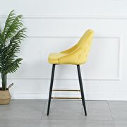Luxury modern yellow velvet upholstered high bar chair with gold legs, set of 2 by La Spezia additional picture 5
