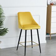 Luxury modern yellow velvet upholstered high bar chair with gold legs, set of 2 by La Spezia additional picture 6