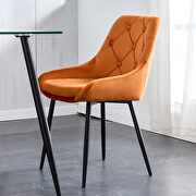 Metal legs glass table set with 4 pcs orange velvet fabric dining chairs by La Spezia additional picture 5