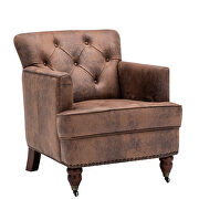 Hengming living leisure upholstered antique brown fabric club chair additional photo 3 of 9