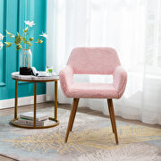 Pink faux fur dining chair with solid painting steel leg by La Spezia additional picture 4