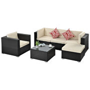 6-piece pe rattan wicker sectional cushioned sofa sets with 2 pillows and coffee table by La Spezia additional picture 7