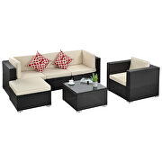 6-piece pe rattan wicker sectional cushioned sofa sets with 2 pillows and coffee table by La Spezia additional picture 8