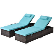 2 piece outdoor pe wicker chaise lounge w/ blue cushions by La Spezia additional picture 14