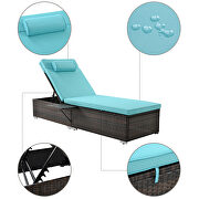 2 piece outdoor pe wicker chaise lounge w/ blue cushions by La Spezia additional picture 15