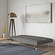 Metal frame and stainless leg futon gray linen sofa bed additional photo 2 of 6